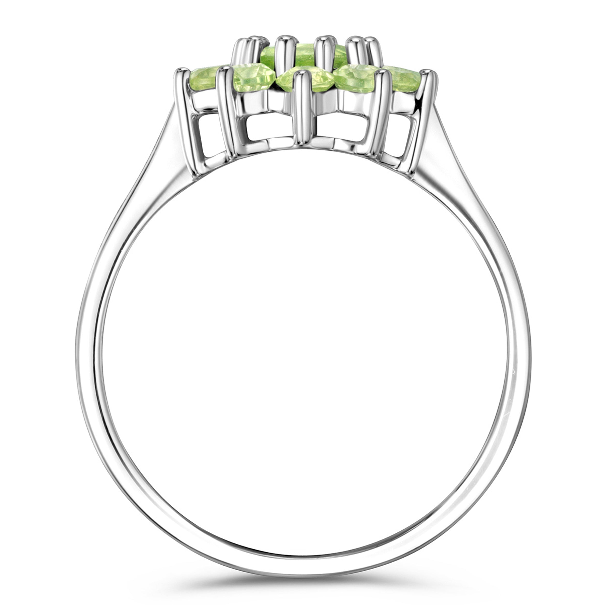 1.12ct Peridot Cluster Ring in 9K White Gold